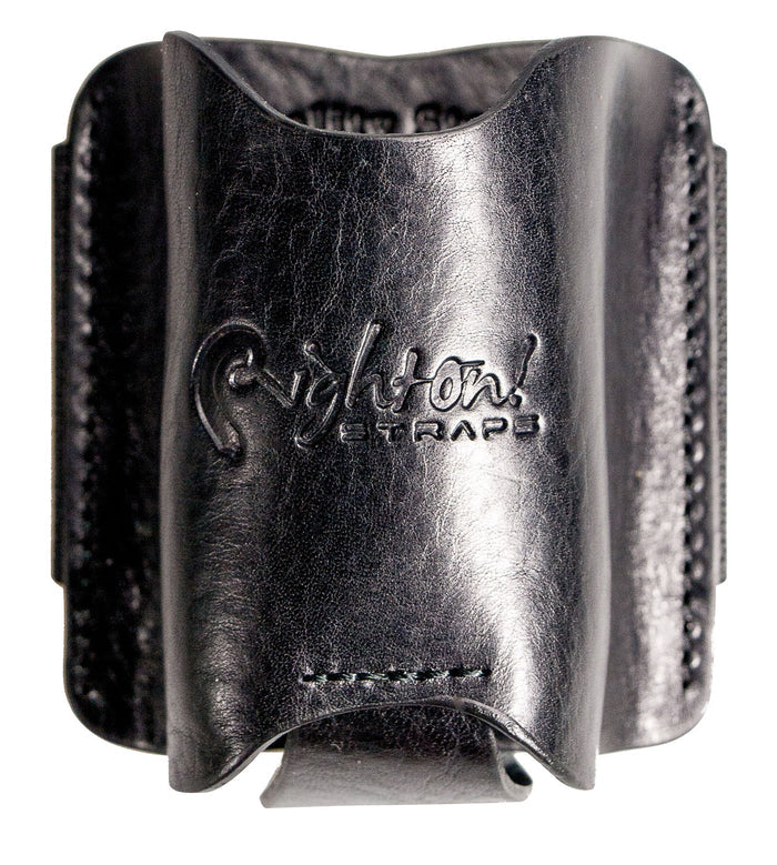 Pochette émetteur HF, cuir haute qualité, largeur 65 mm, attache par ruban élastique, noir