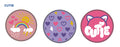 Set de 3 badges, motif Cutie