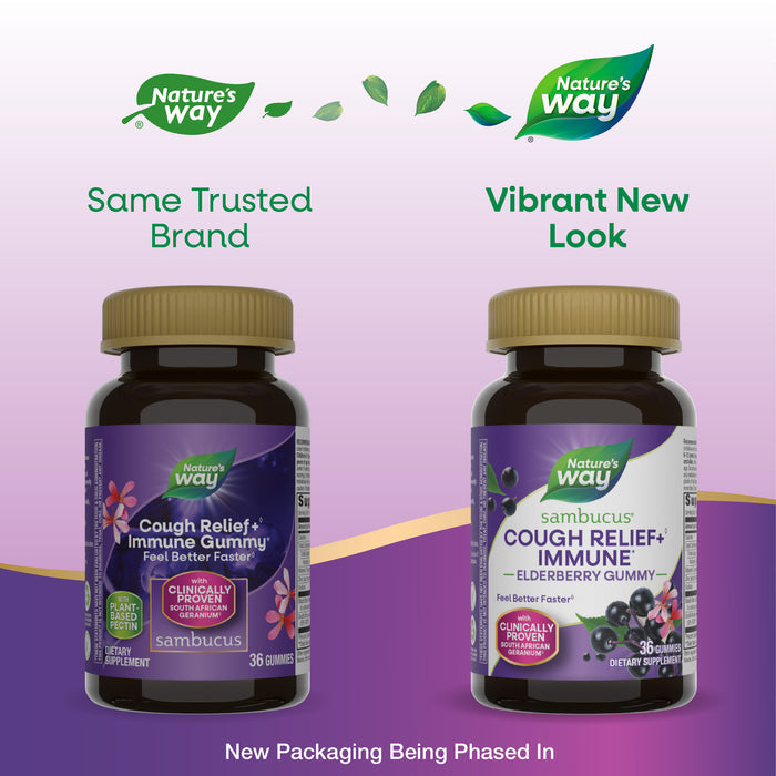 <{%MAIN1_13610%}>Nature's Way® | Sambucus Cough Relief +♢ Immune* Elderberry Gummies