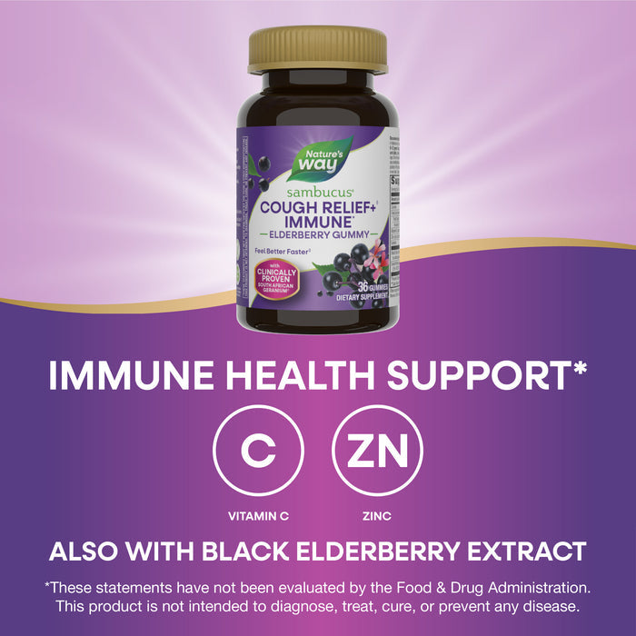 <{%MAIN3_13610%}>Nature's Way® | Sambucus Cough Relief +♢ Immune* Elderberry Gummies