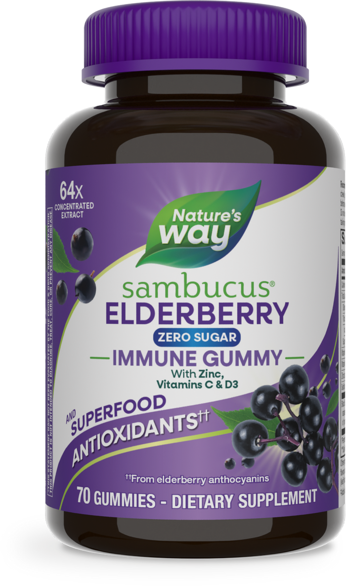 <{%PRIMARY_14617%}>Nature's Way® | Sambucus Elderberry Zero Sugar Immune Gummy, 70 gummies