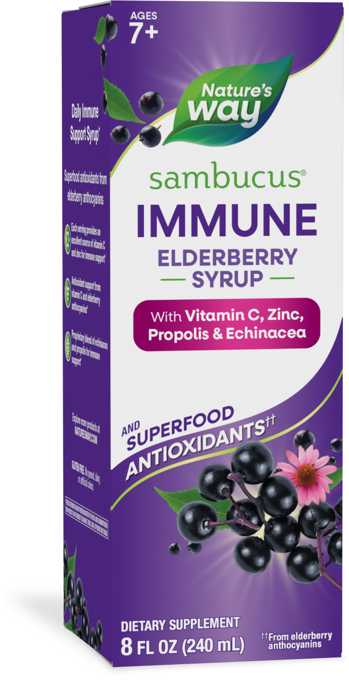 <{%PRIMARY_15333%}>Nature's Way® | Sambucus Immune Elderberry Syrup, 8 fl oz (240 ml), Elderberry