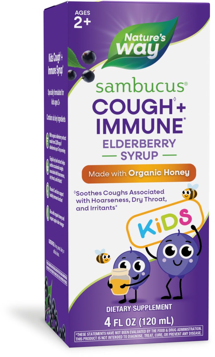 <{%PRIMARY_13315%}>Nature's Way® | Sambucus Kids Cough +♢ Immune* Elderberry Syrup, 4 fl oz (120 ml)
