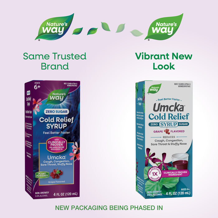 <{%MAIN1_15794%}>Nature's Way® | Umcka Zero Sugar Cold Relief Syrup - package updates old to new